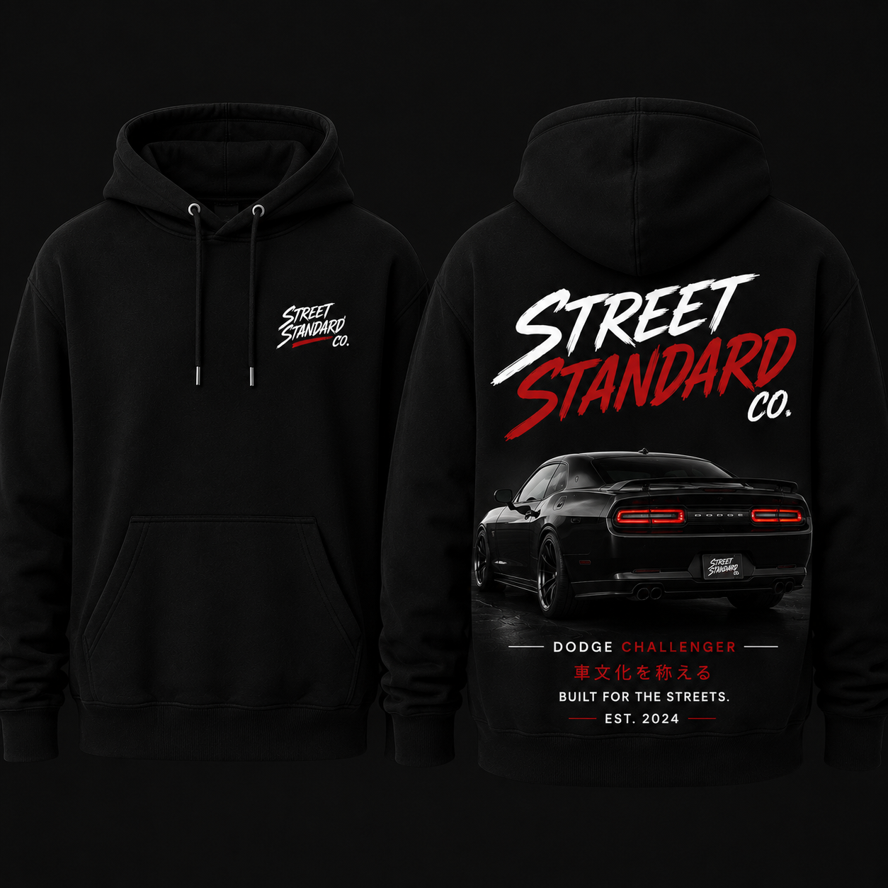 Street Standard- Black Dodge Challenger Hoodie