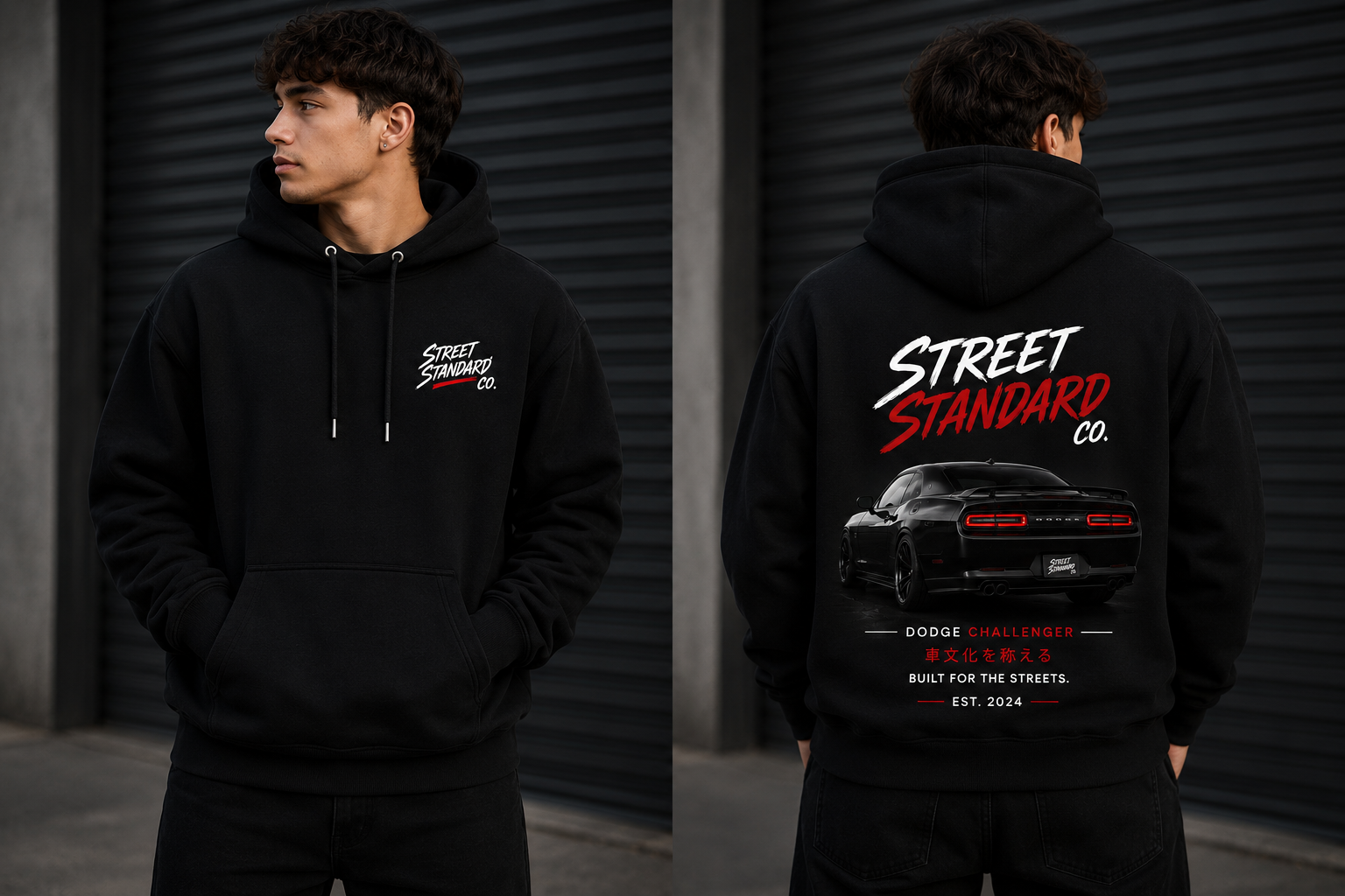 Street Standard- Black Dodge Challenger Hoodie
